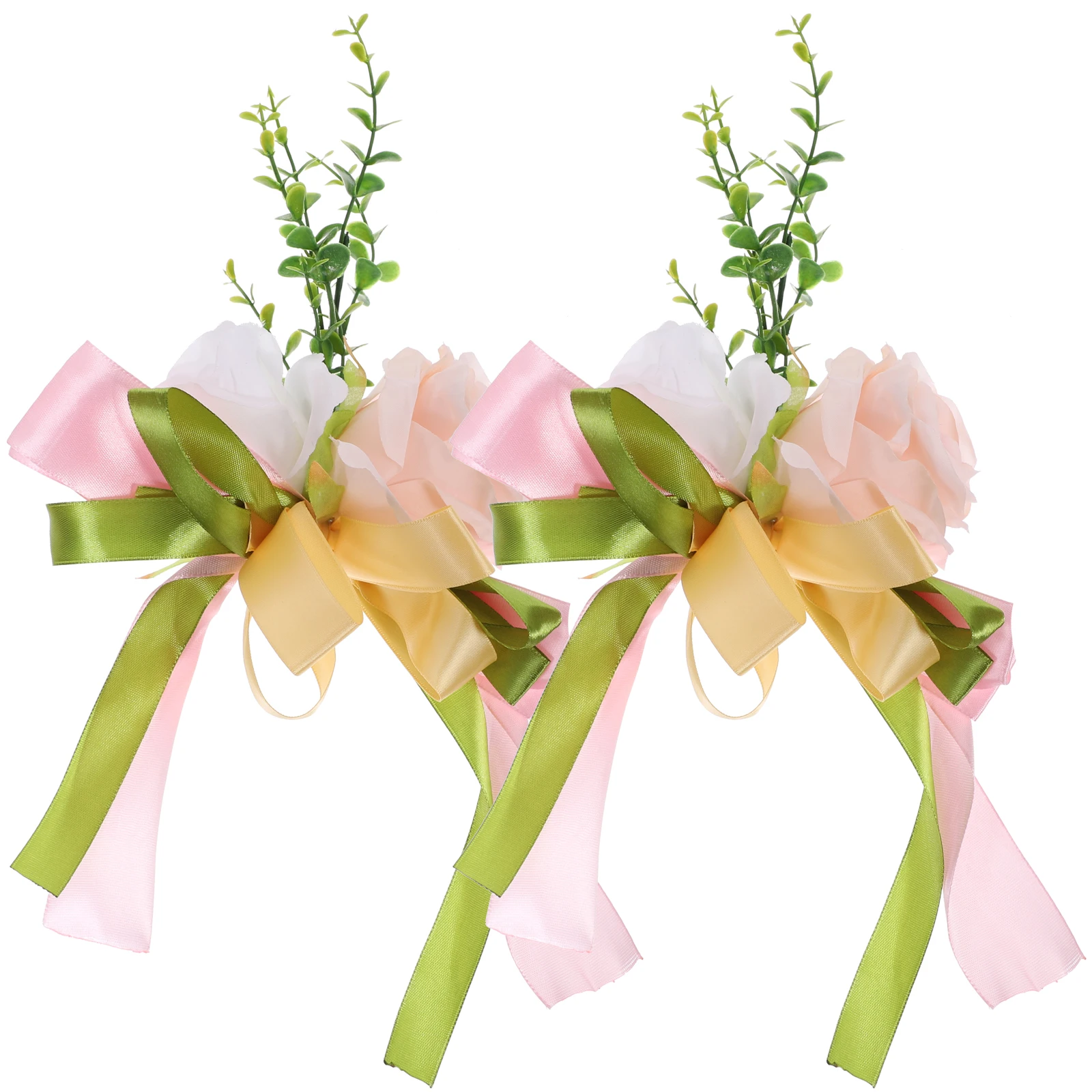 

2 Pcs Car Decor Wedding Flower Decoration Artificial Bridal Decorations Flowers