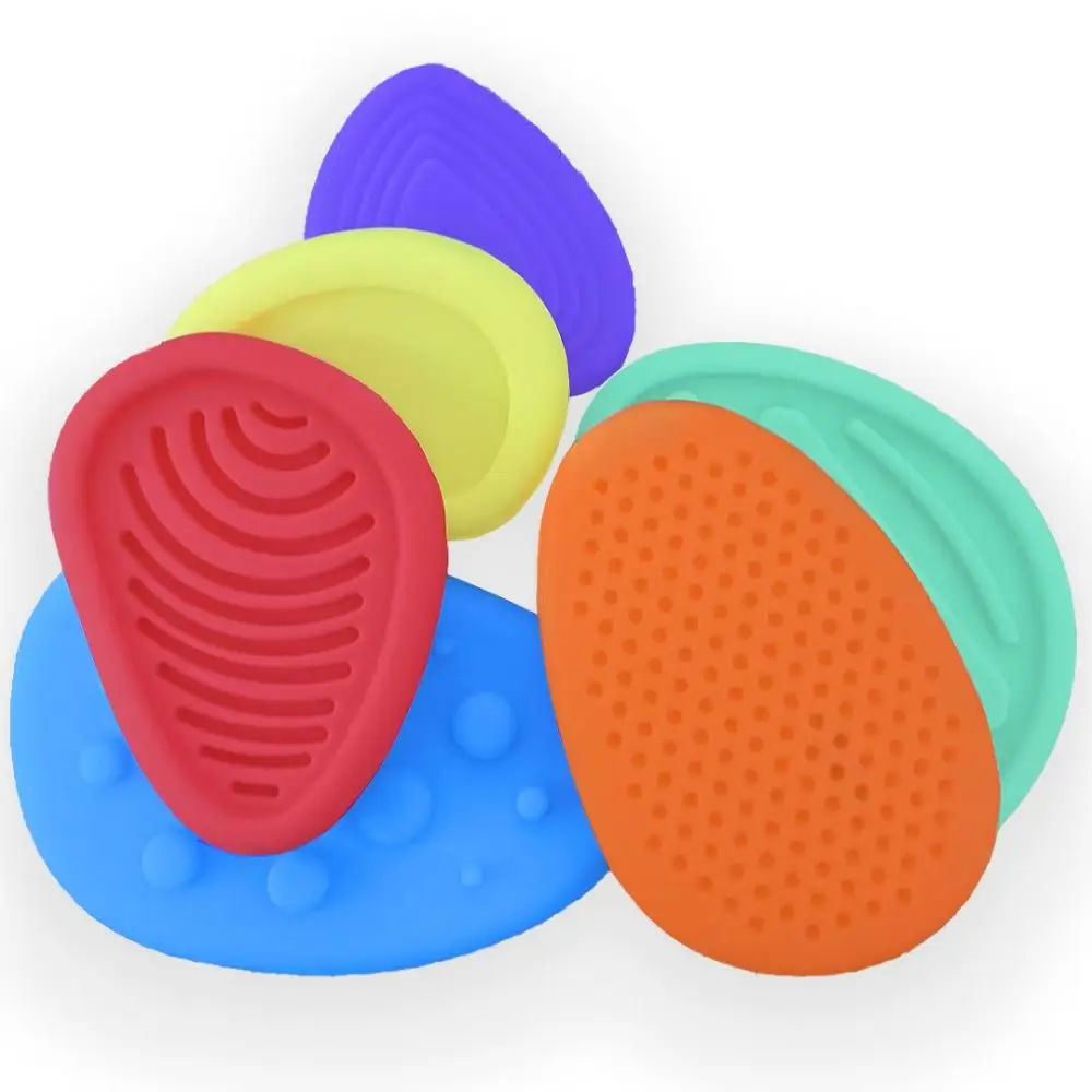 6pcs/set Textured Soft Worry Stone Fidget Toy Relaxing Silicone Children Sensory Stone Creative No Noise Textured Worry Rocks