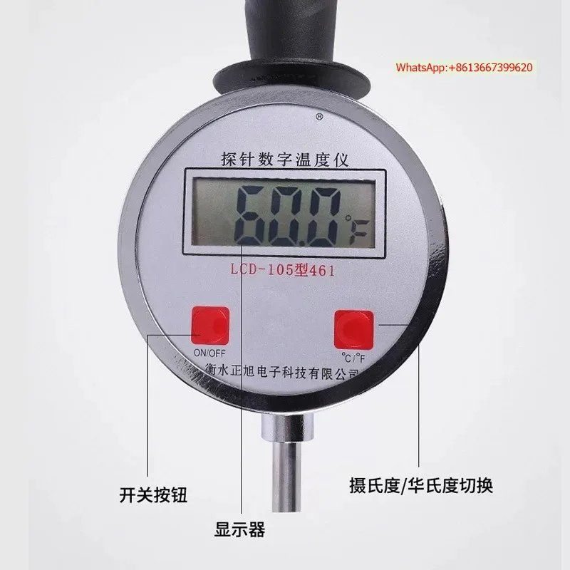 Plug-in Handheld Industrial Digital Thermometer Ground Temperature Extended Probe Thermometer Grain Brewing Organic Composting