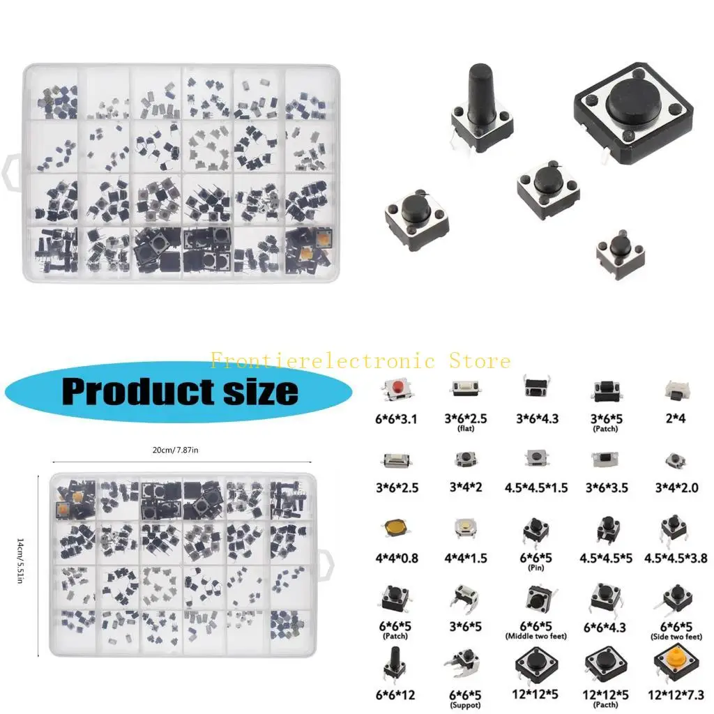 

G8DB 25 Value Push Button Switches 250Pcs Multiple Size For Electronics