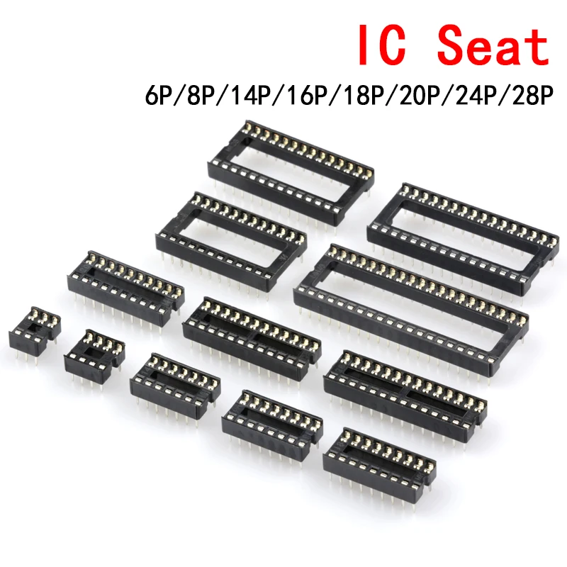 10pcs IC seat 6P/8P/14P/16P/18P/20P/24P/28P DIP IC sockets Adaptor Solder Type 28 pin Narrow body DIP Sockets  MCU seat 24PIN