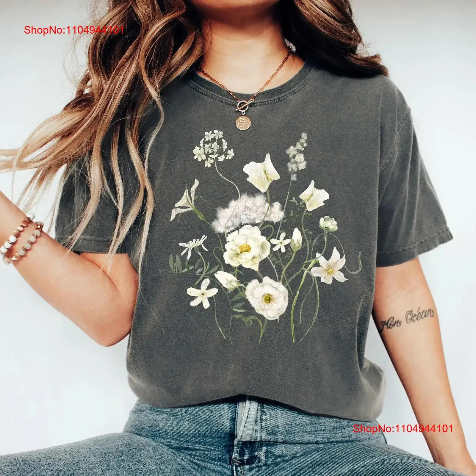 

Wildflower T Shirt Plant Lover Botanical Flower Vintage vintage Washed Casual graphic Unisex Stylish Slightly Breathable