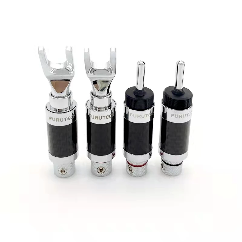 Furutech-الروديوم مطلي ألياف الكربون الموز ، لحام خالية HiFi المتكلم ، Y البستوني المكونات ، الترويجية ، اليابانية ، 4 قطعة