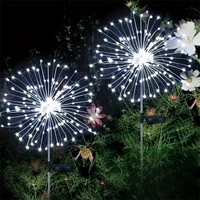 1PC/2PC 90/120/150/180/200LED Solar Fireworks Ground Plug in Light,Used for Holiday,Courtyard,Balcony and Party Decoration