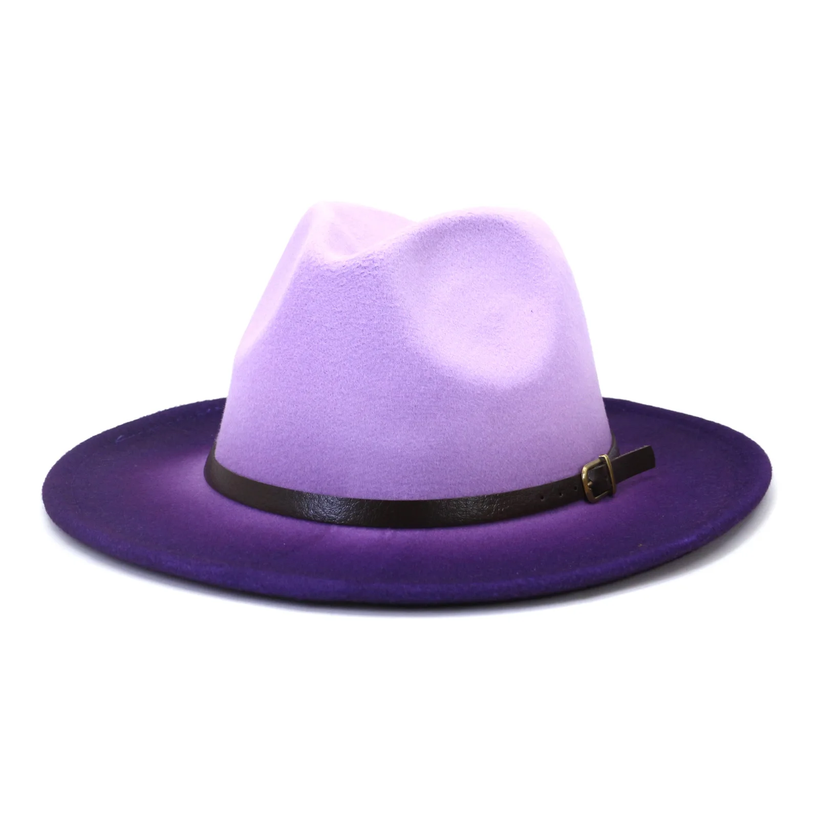 قبعة رعاة البقر السميكة الصوفية ذات الحواف الكبيرة على الطراز الأوروبي الأمريكي الجديد، قبعة علوية متدرجة بلونين للرجال والنساء، قبعة لباد الجاز #3