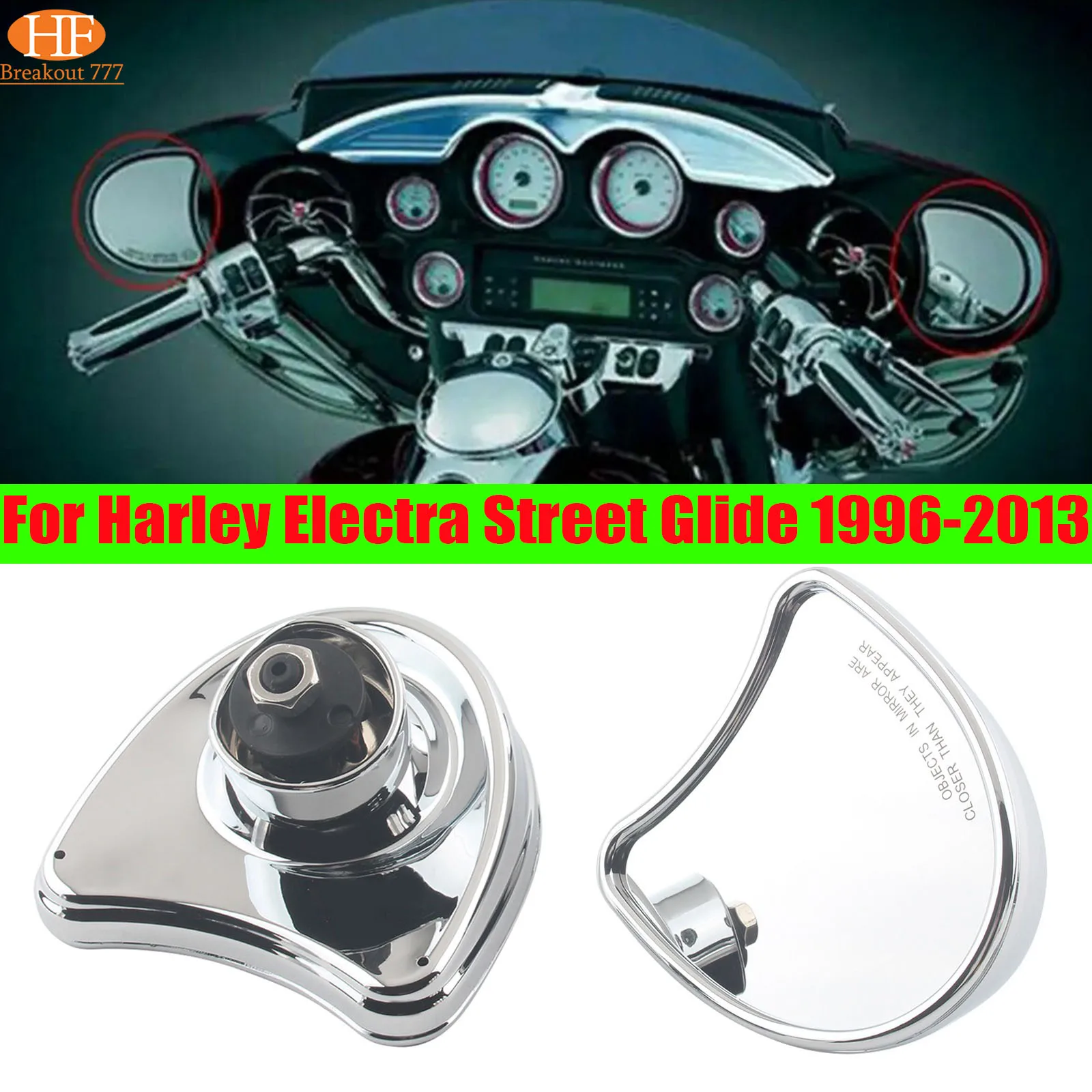 

For Harley Electra Street Glide 96-13 Motorcycle Rearview Mirror Inner Batwing Fairing Mount Side Rear Mirrors