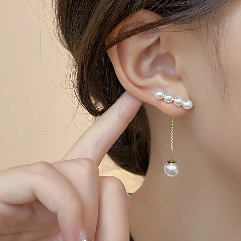 2025 Unusual Design Metal Earline Pearl Pendant Earrings For Women\'s Various Wearing Ear Accessories Fashion Jewelry For Girl‘s