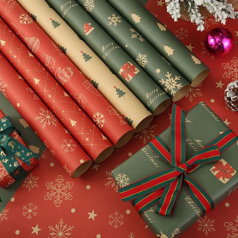 50x74cm Christmas Gift Wrapping Craft Paper Gift Decoration Diy Paper Bag New Year Birthday Wedding Party Gift Packaging Papers