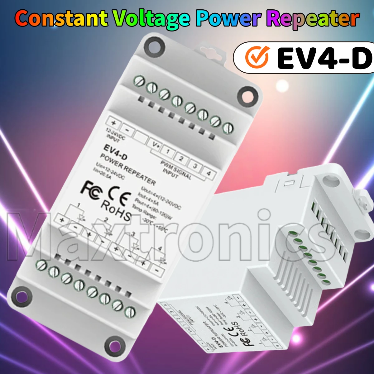 NEW SKYDANCE 4 Channel Constant Voltage PWM Power Repeater EV4-D for Single Color CCT RGB RGBW LED Strip/Modules Light DC12-24V
