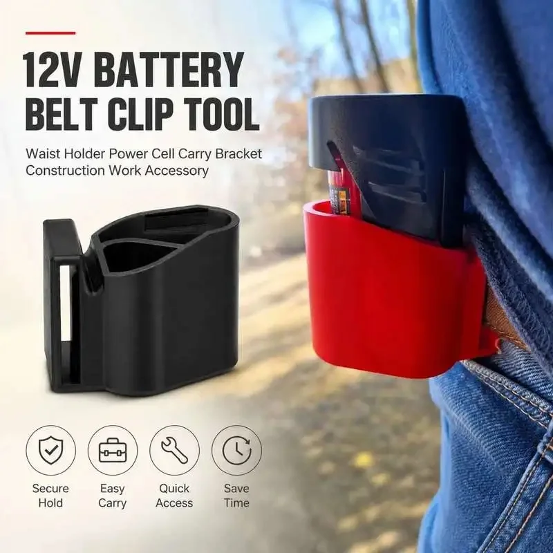 12V Battery Belt Clip Tool Waist Carrier Power Cell Carry Bracket Job Site Work Accessory