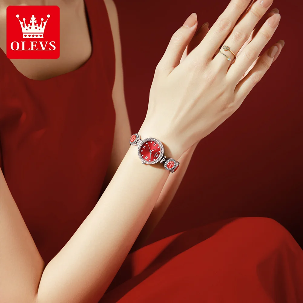 OLEVS 5630 Ladies Watch Fashion Luxury Calendar Daimond Bezel Waterproof Top Brand Women's Dress Wristwatch