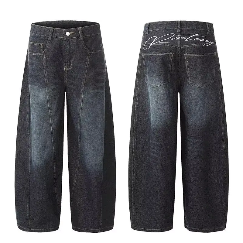 

American Y2K Fashion Trend Loose Straight Jeans Women Street Hip Hop Vintage Joker Oversized Wide-leg Pants Unisex Mopping Jeans
