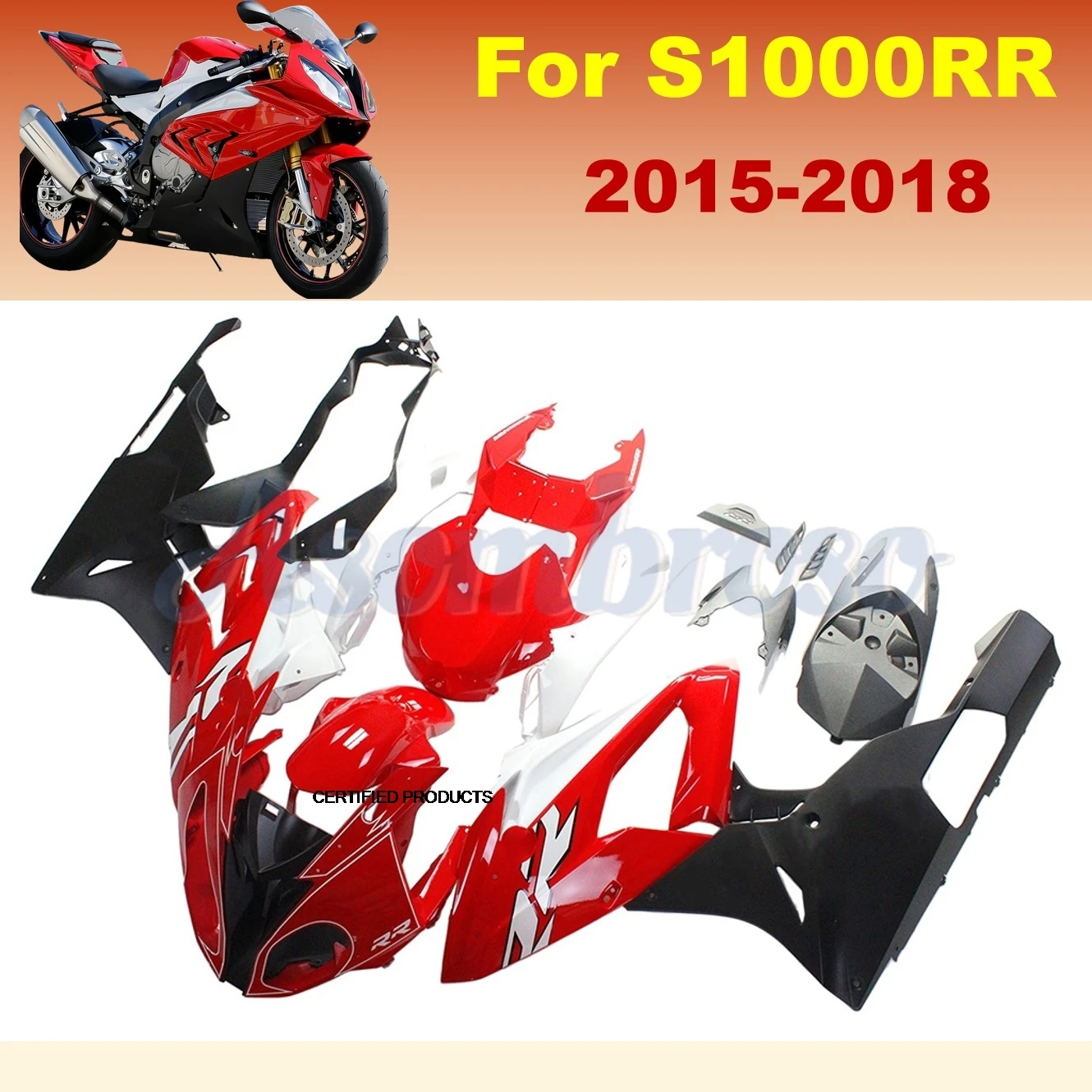 Motorcycle Fairing Kit Suitable for BMW BMW S1000RR 2015 2016 2017 2018 s1000 rr 15 16 17 18 Bright Red Black Bodywork set