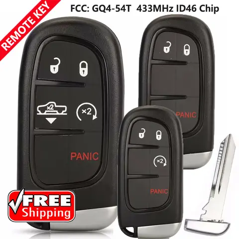 DIYKEY GQ4-54T ID46 Remote Pickup Car Key For Dodge Ram 1500 2500 3500 2014 2015 2016 2017 2018 Keyless FOB 433Mhz 2/3/4/5 BT