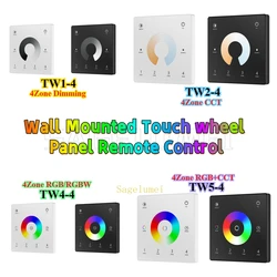 TW1-4/TW2-4/TW4-4/TW5-4 Wall Touch Panel 2.4G RF 4 Zone Dimmer Switch Controller for Single Color/RGB RGBW/RGBCCT LEDStrip Light
