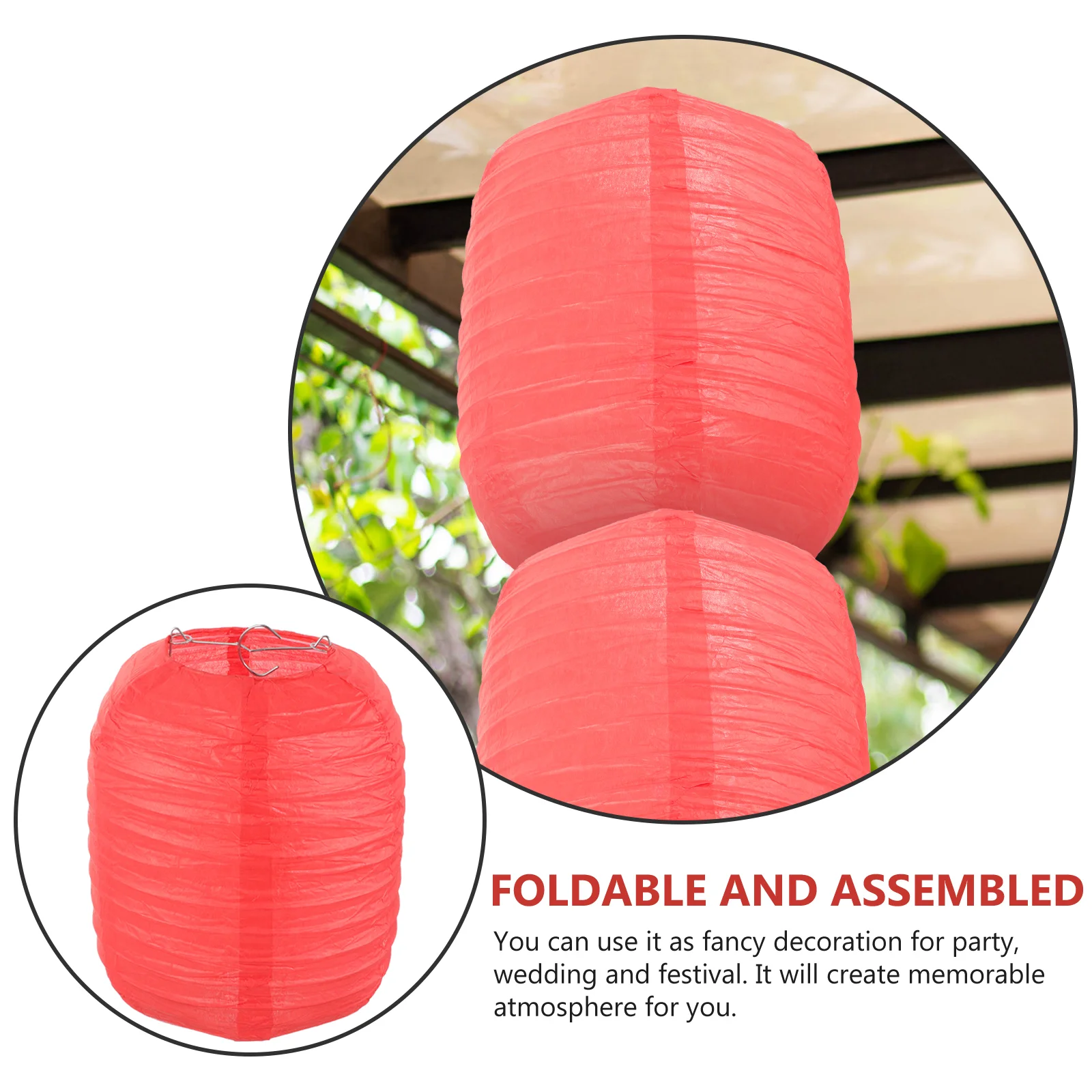 5 Pcs Winter Melon Decor Chinese Lanterns Wedding Foldable Pvc Hanging Red New Year Decoration