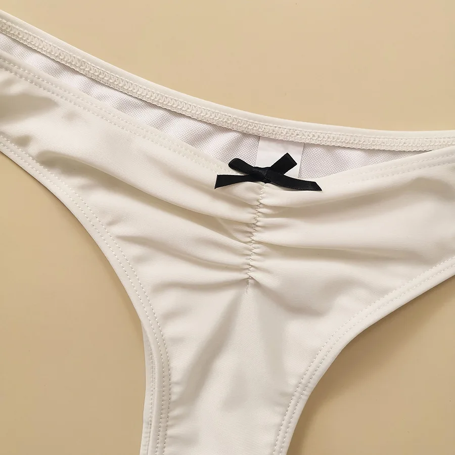 เซ็กซี่สีขาวสีดํา patchwork bow tie ชุดบิกินี่สองชิ้น ruffles halter ชุดว่ายน้ําชุดว่ายน้ําชุดชายหาด biquini tankini