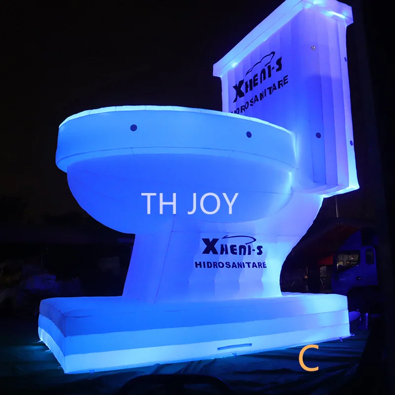 Toilette gonflable géante personnalisée avec éclairage LED, tabouret de fermeture, modèle pour la publicité, livraison gratuite à la porte