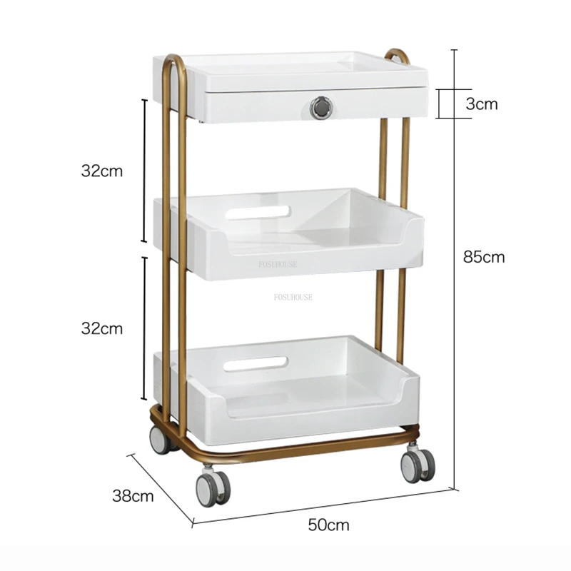 Nieuwe Schoonheidssalon Trolleys Licht Luxe Salon Meubels Schoonheidssalon Opslag Lade Rack Thuis Eenvoudige Snack Trolley Met Wielen