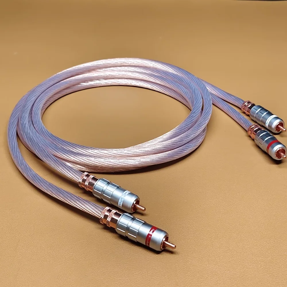 

HiFi RCA Cable double shield 7N OCC Sliver Plated RCA Connector Screws Soldering Lock Interconnect Cables use For Amplifier CD