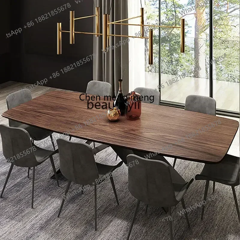 ss7486 Nordic dining table rectangular creative dining table walnut designer industrial style furniture New Light Luxury