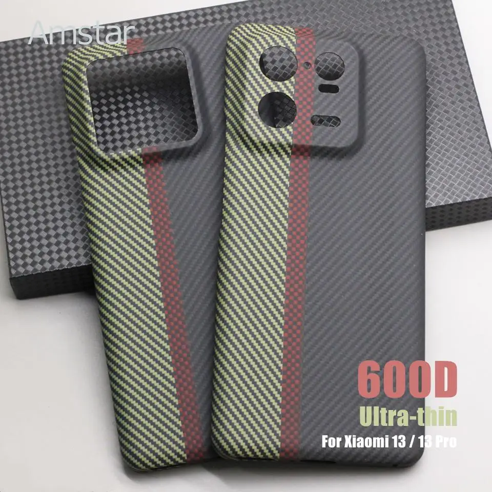 

Amstar 600D Tricolor Carbon Fiber Lens Protection Case for Xiaomi 13 Pro Ultra-thin Ultra-light Aramid Fiber Mi 13 Phone Cover