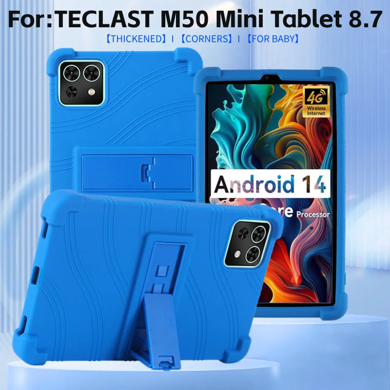 For Teclast M50 Mini (2024) Case 8.7' Tablet PC Kids Friendly Soft Silicone Adjustable Stand Cover for Teclast M50 Mini