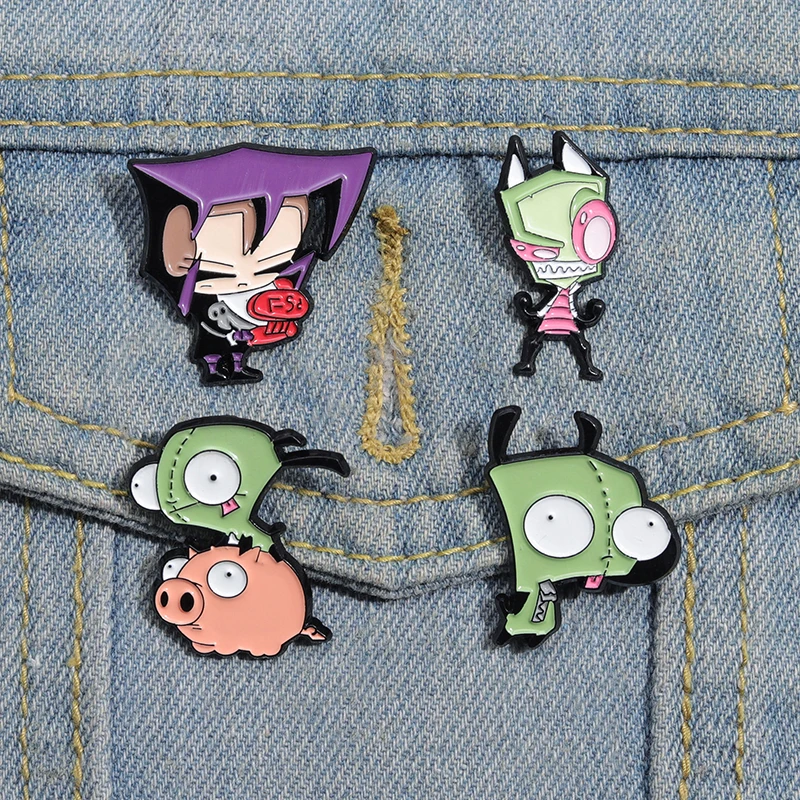 Invader ZIM Enamel Pins Cartoon Anime Brooches Lapel Badges Hat Backpack Decorative Pin Wholesale Funny Jewelry Gift for Friends