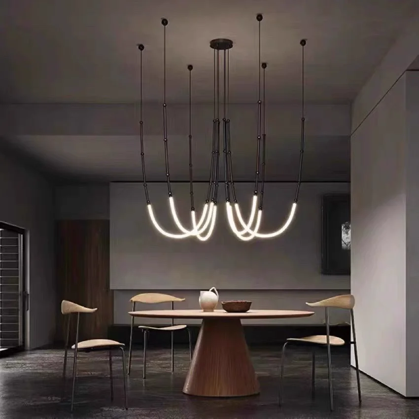 Línea Simple decoración del hogar lámpara colgante vestíbulo lámpara colgante Lamparas arte moderno Bar mostrador candelabro restaurante lámpara colgante LED