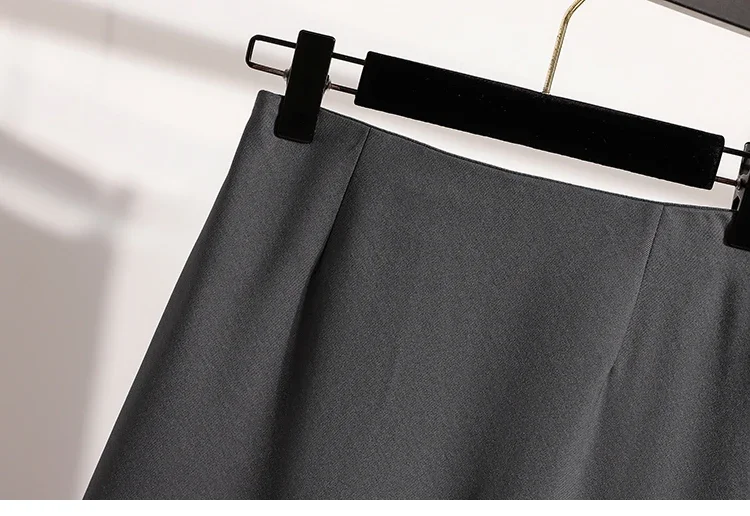 Koreanischer Stil Einfarbiger Hochtaillierter Elastischer Rock für Damen A-Linie 2026 Frühling Herbst Neu Elegant Vielseitig Alltagsrock – Detail 19