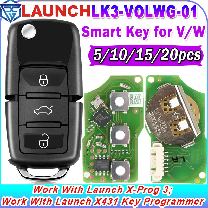 

Launch Smart Key LK3-VOLWG-01 Foldin 3 Button Black Super Chip For V/W WV Fit Launch X431 Key Programmer X-Prog 3 X-Prog3 Xprog3