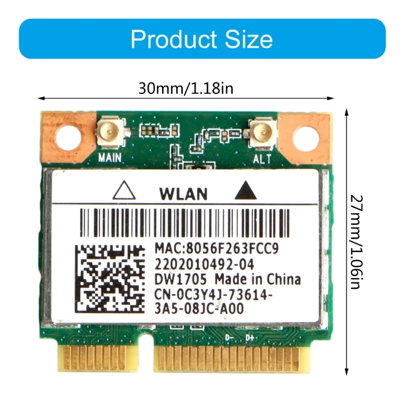 DW1705용 Atheros QCWB335 Wifi 미니 무선 카드 CN-0C3Y4J용 Intel용