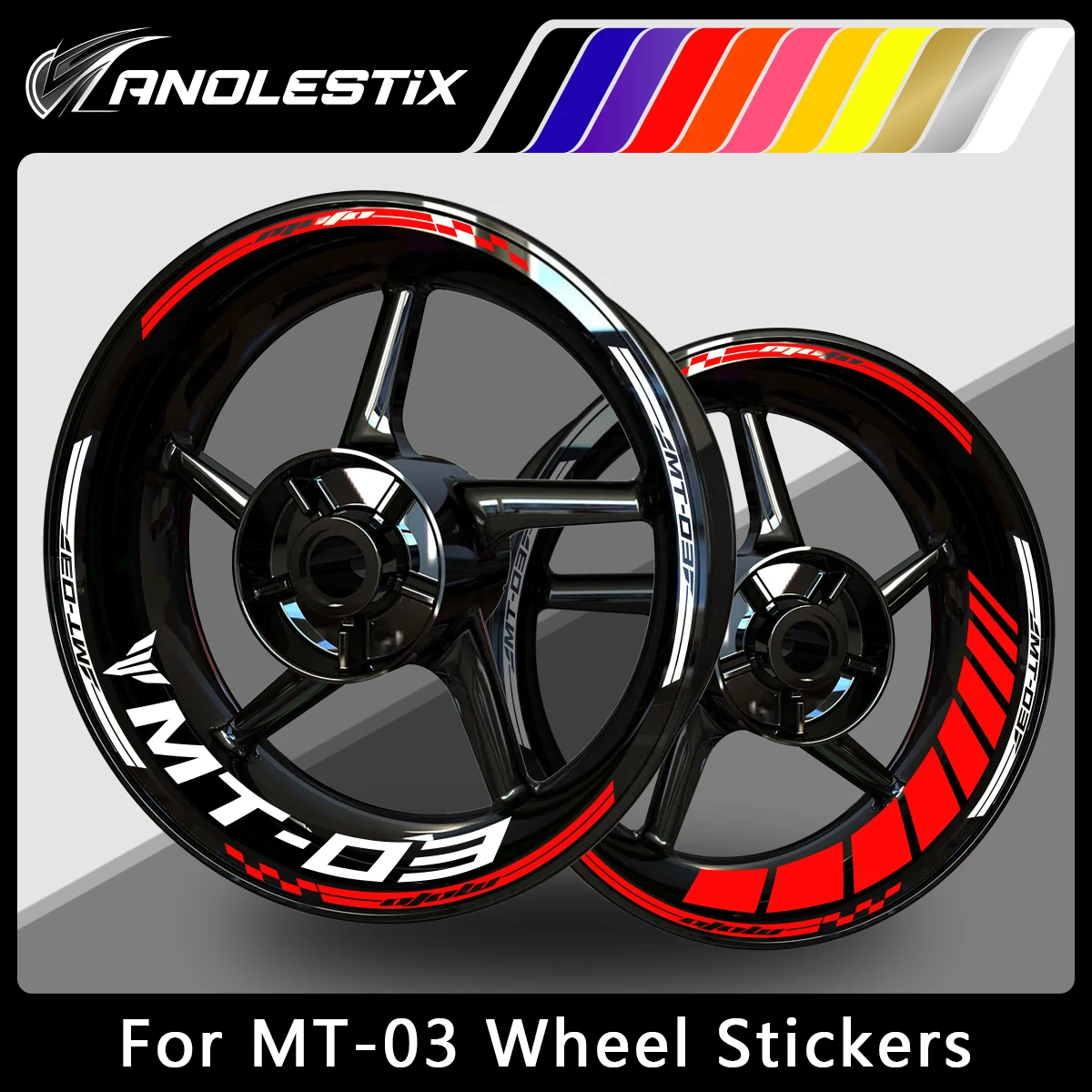 

AnoleStix Reflective Motorcycle Wheel Sticker Hub Decal Rim Stripe Tape For YAMAHA MT03