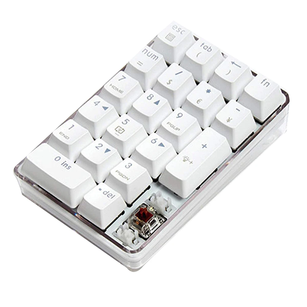 

Mechanical Numeric Keypad Brown Switch Wired Gaming Keypad Crystal Case White Backlit 21 Keys Mini Numpad Keypad