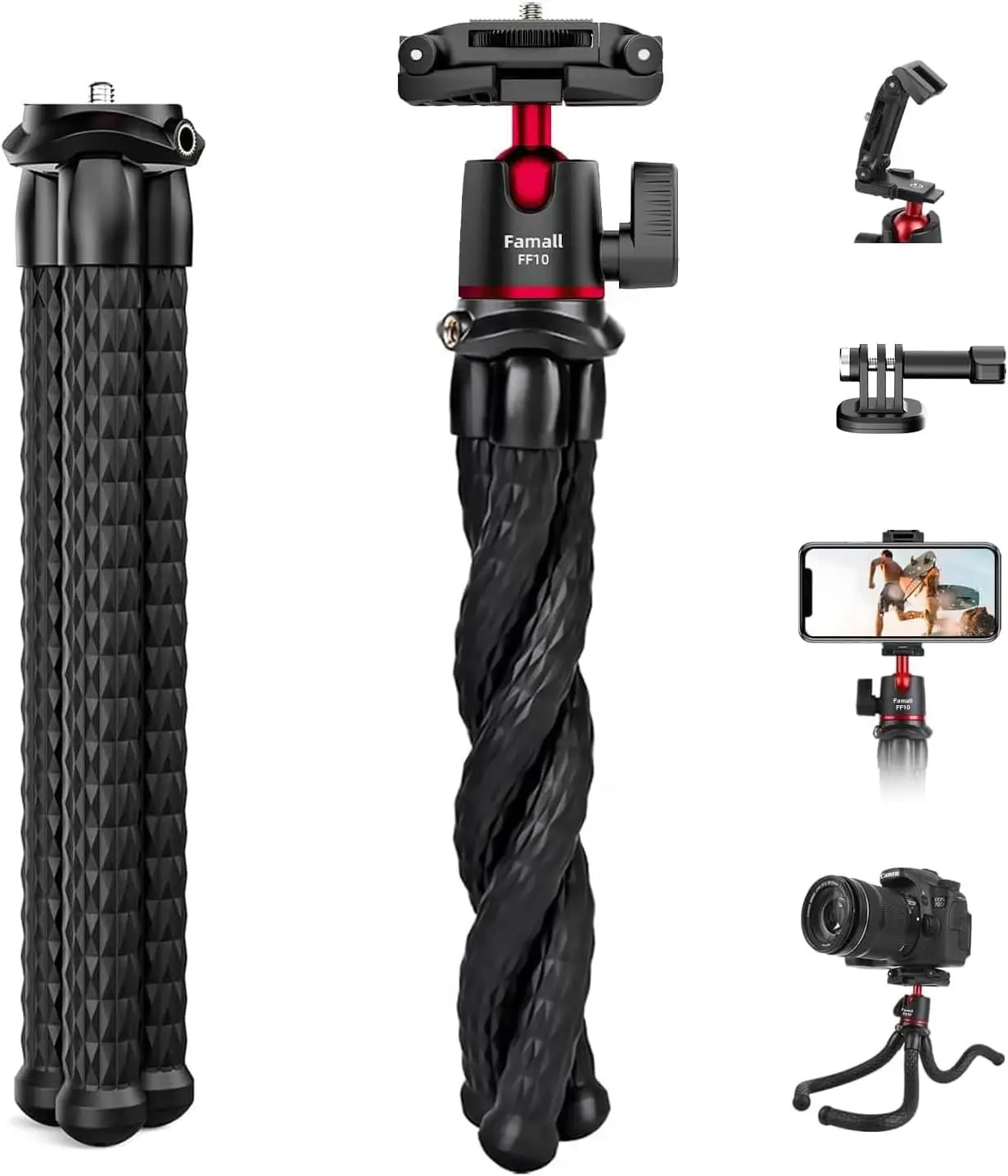 

Flexible Mini Tripod with Cold Shoe Mount for Phone Camera Gopro Travel Portable Stand