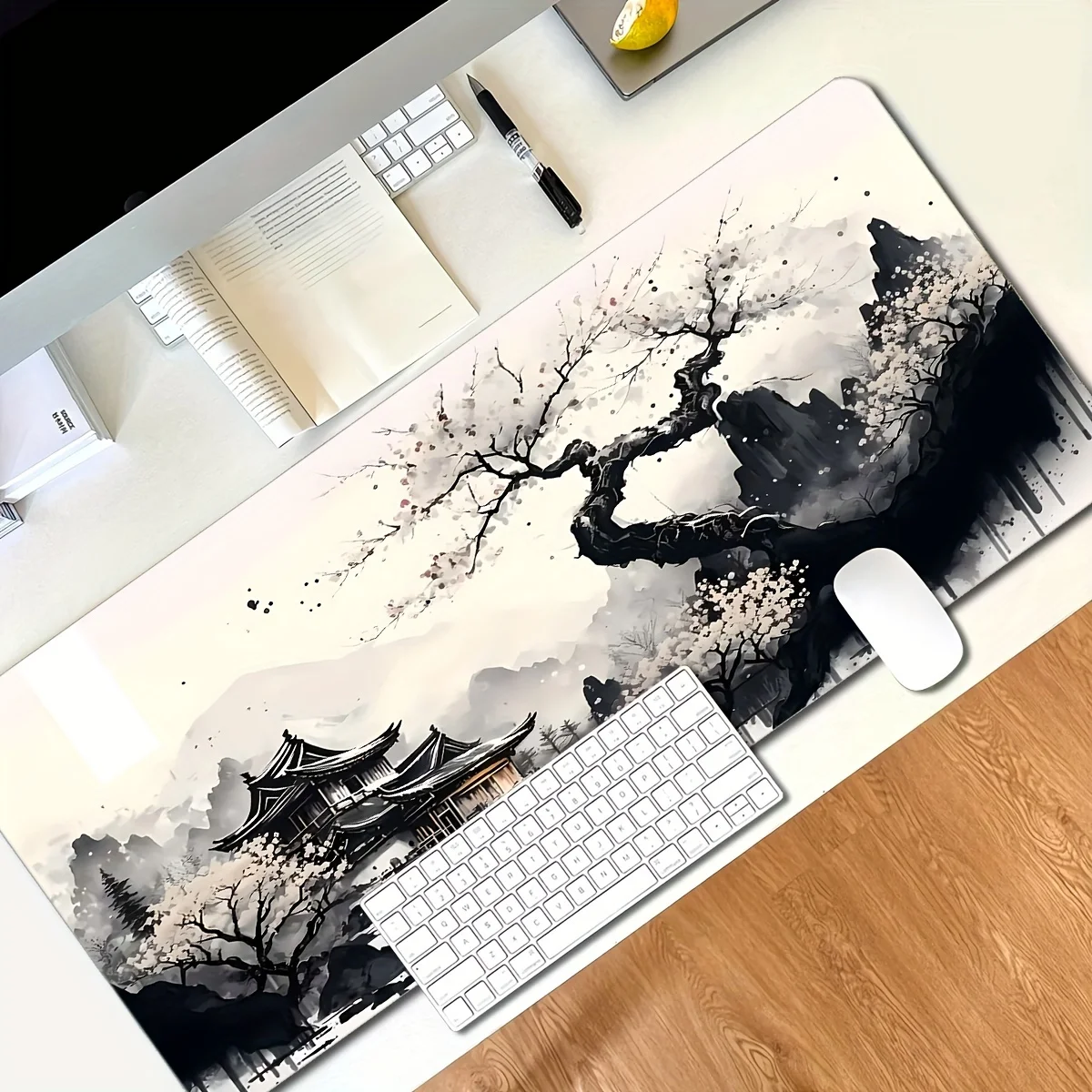 Black and White Mountain Vista Gaming Mouse Pad for Gaming High Precision Easy to Clean Non-Slip Rubber Pad for Every Occasion