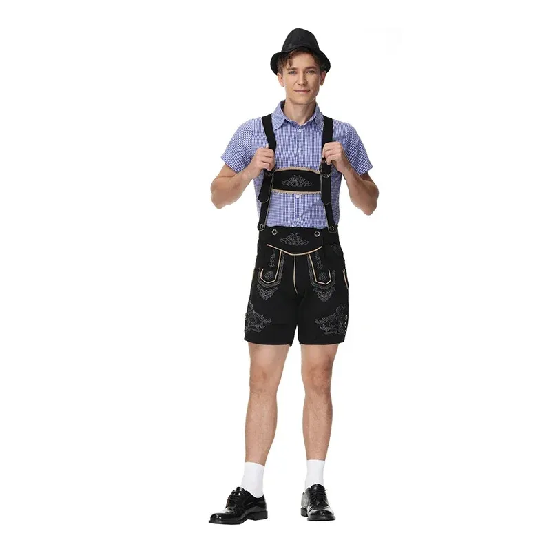 

German Oktoberfest Costume Male Bavarian Traditional Ethnic Suspenders Party Stage Costume Overalls For Men
