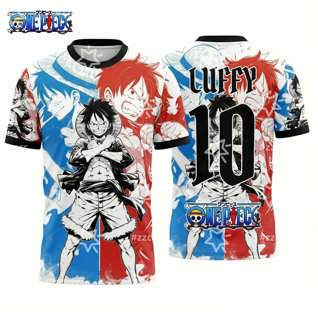 

2026 One Piece Graphic T-shirt Japanese Anime Football Jerseys Sports Dry Quickly Men's T-Shirt Children's Clothing Tee Woman