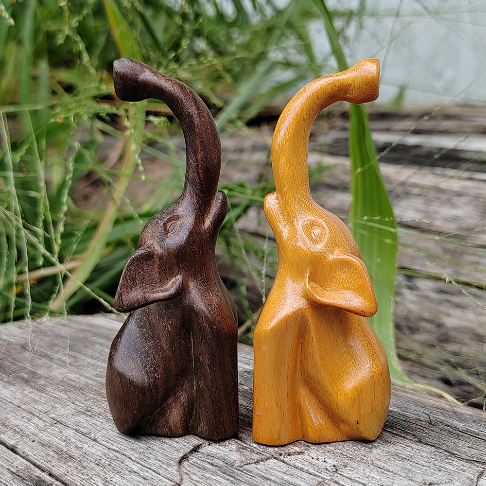 Handgeschnitztes Holz-Elefanten-Ornament, minimalistisches Design, natürlicher Stil, geeignet für Arbeitszimmer, Halloween-Dekorationen, Bürodekoration, Partydekorationen, Einweihungsgeschenke,