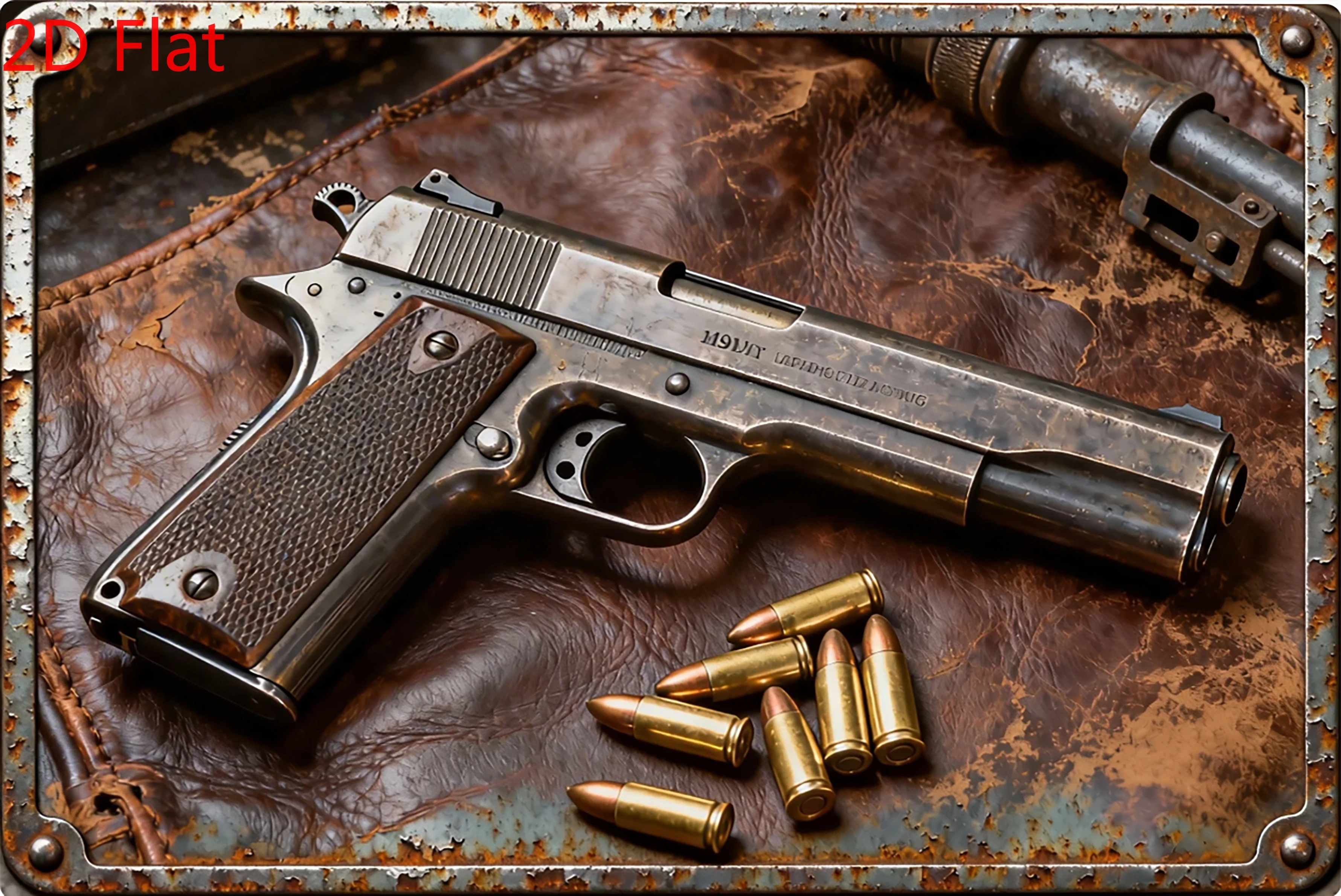 Vintage Pistol Metal Sign Eye Catching HD Gun Wall Decor Retro Iron Tin Art for Home Bar Club