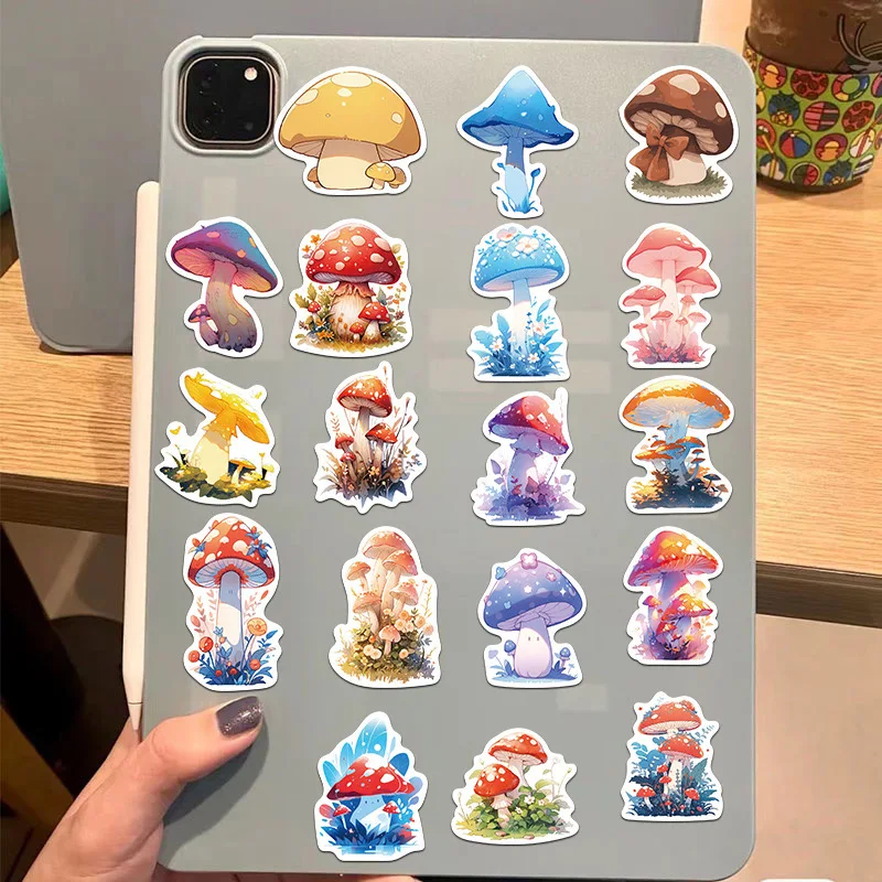 10/50pcs Ins Style Cute Mushroom Stickers Aesthetic Graffiti Decals DIY Scrapbook Luggage Fridge Laptop Phone Sticker Toy