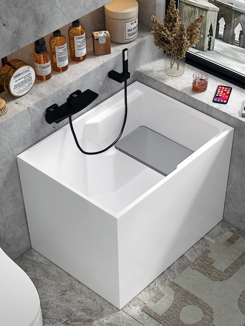 Deep-soaked small-sized small-sized bathtub Household sitting acrylic one-piece movable mini Japanese small bathtub