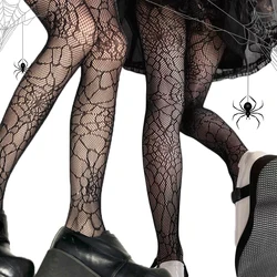 Calze a rete scavate scure calze a rete da donna Gothic Spider Web Fish Net calze di seta nera collant sottili primaverili ed estivi