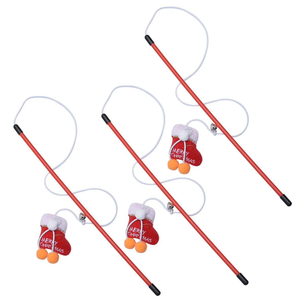 

3Pcs Cat Tease Stick Funny Christmas Design Hunting Exercise Interactive Wand Training for Pet Cats Cat Teasing Stick