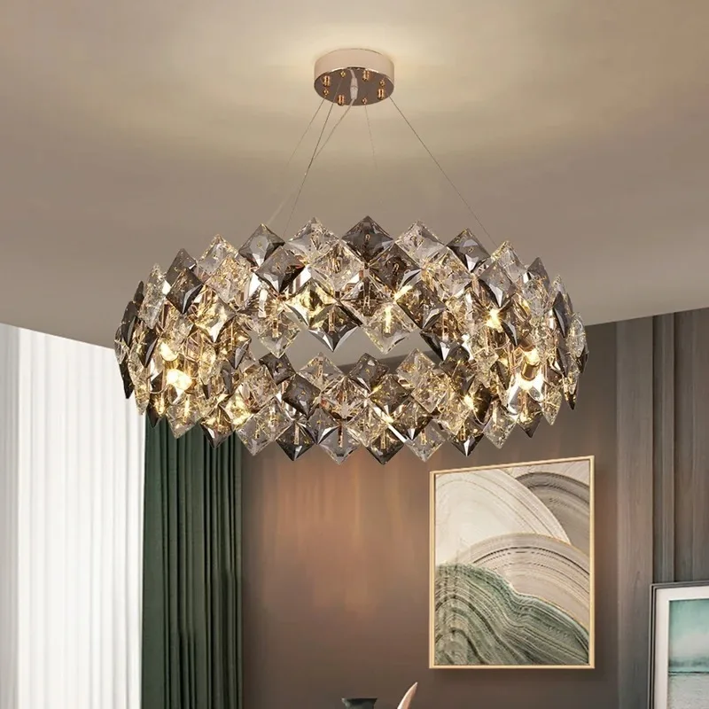 Nordic Luxury Crystal Home Bedroom Chandelier Living Room Pendant Light Hotel Villa Dining Room Hanging LED Lighting Decor