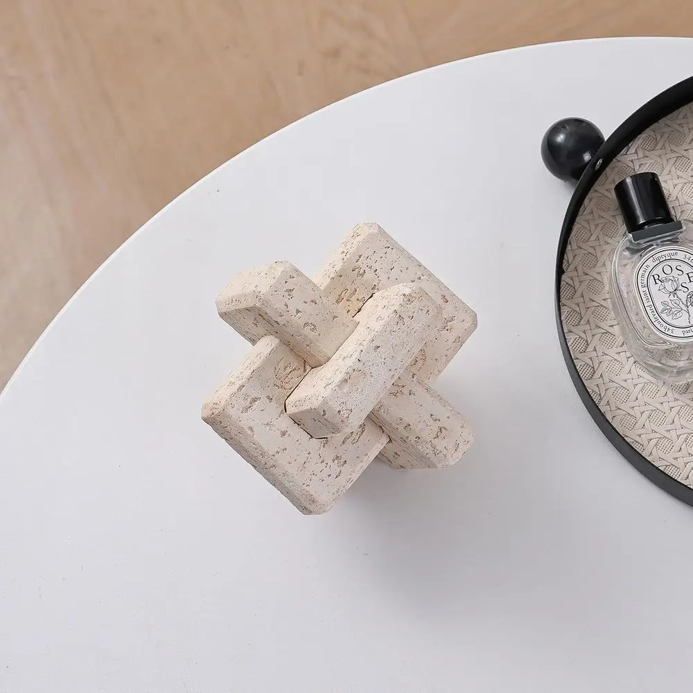 3-Link Knot Resin Travertine Decor, Coffee Table Decor, Book Shelf Entry Table Decoration, Boho Decorative Objects, Aesthetic Ac