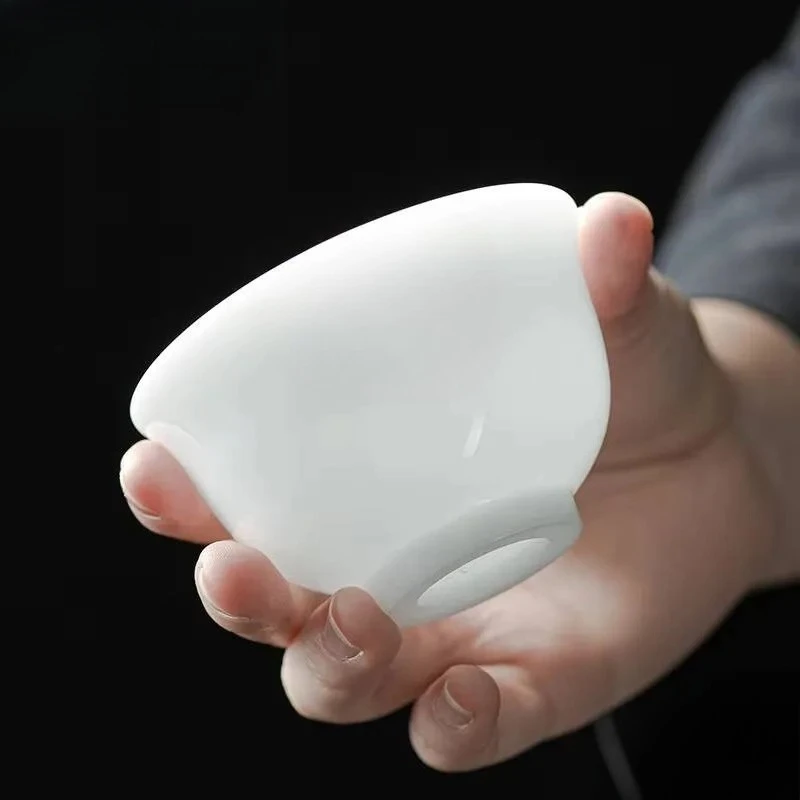 

Чайная чашка из белого фарфора Iced Jade, 100 мл, тонкостенная, из керамики, для пуэра, мастер-чашка Chzahzn, посуда для чаепития Кунг-фу