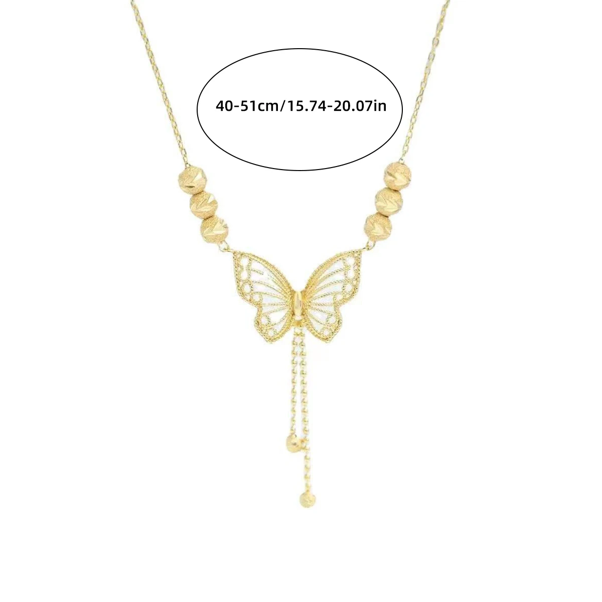 Live Burst Fashion Temperament Titanium Steel Necklace Openwork Five Blessings Beads Butterfly Collarbone Chain Necklace image 6