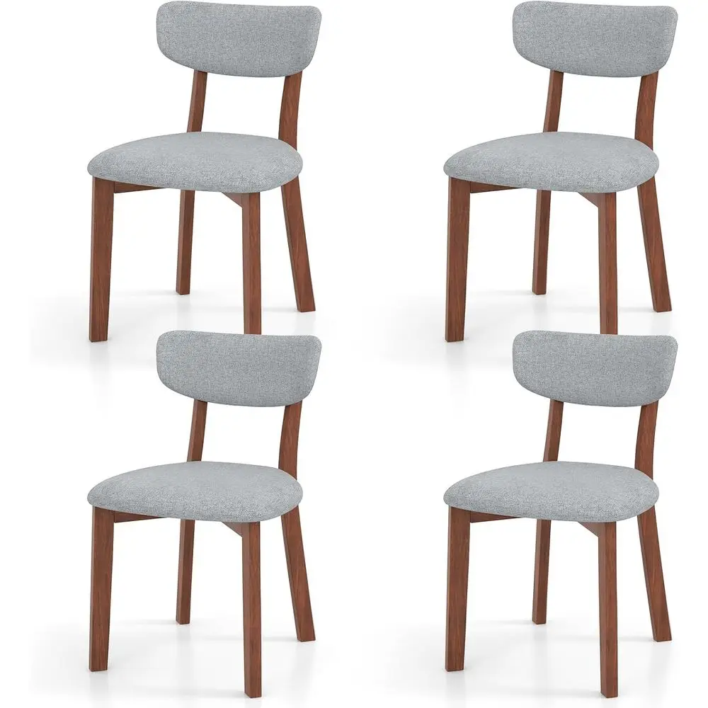 

Комплект из 4 обеденных стульев с обивкой, кухонные стулья с изогнутой спинкой из массива каучукового дерева и мягким сиденьем, с подлокотниками