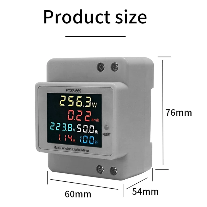 Intelligente elektriciteitsmeter 220V spanning stroom vermogen frequentie factor meter railtype meter